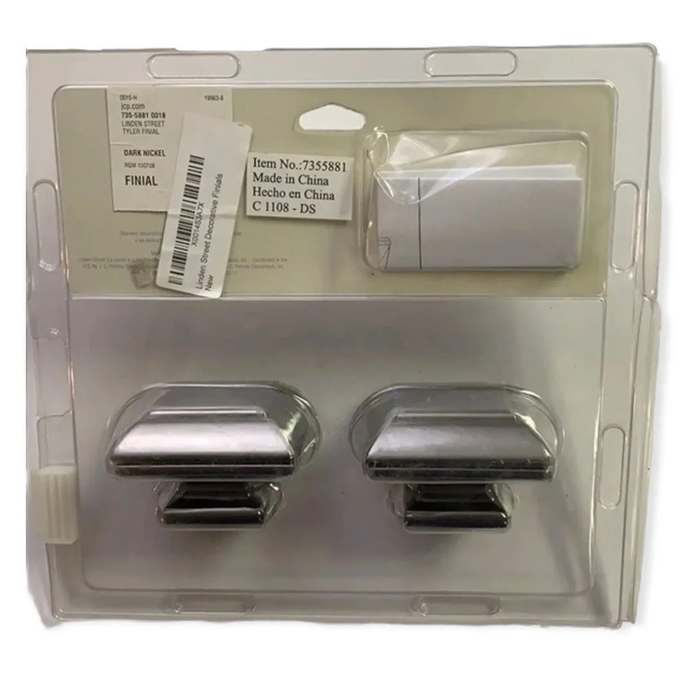 Linden Street Decorative Finials 2 End PC Nickel Infinite Add-On System Modern‎
